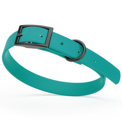BioThane Waterproof Dog Collar - XS: L 12"-15" x W 5/8" - Black OR Brass Hardware