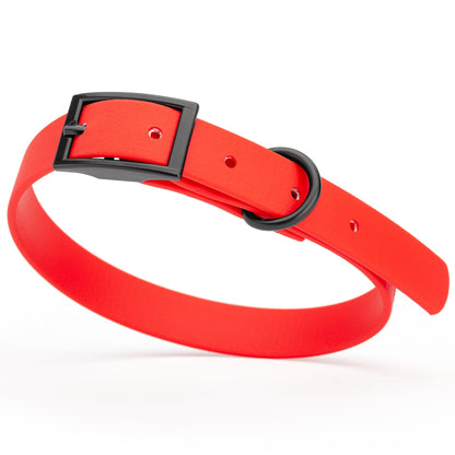 BioThane Waterproof Dog Collar - XS: L 9"-12" x W 1/2" - Black OR Brass Hardware