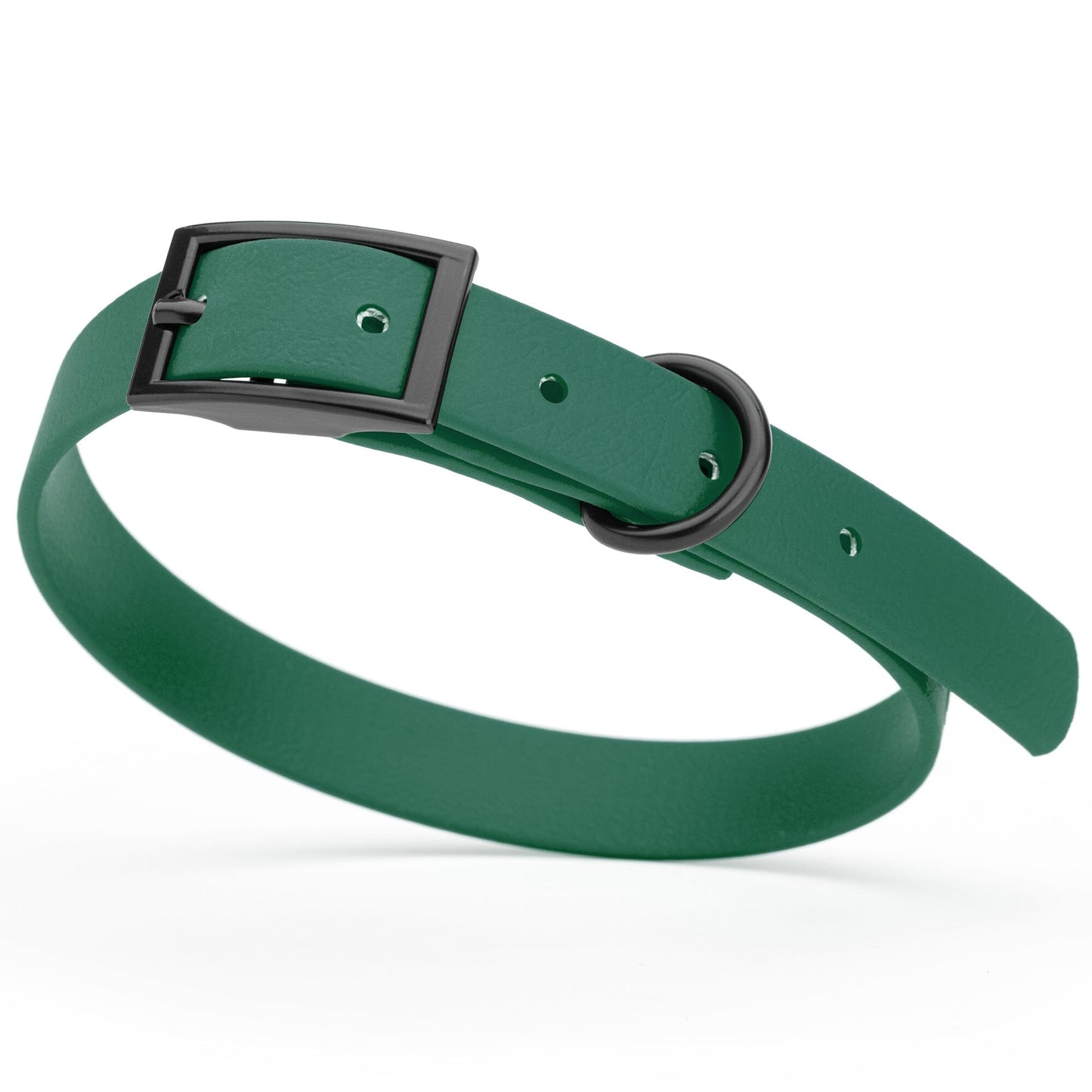 BioThane Waterproof Dog Collar - XS: L 9"-12" x W 1/2" - Black OR Brass Hardware