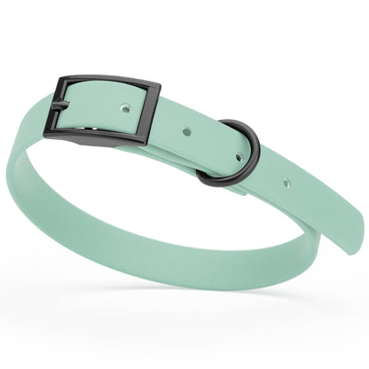 BioThane Waterproof Dog Collar - XS: L 9"-12" x W 1/2" - Black OR Brass Hardware