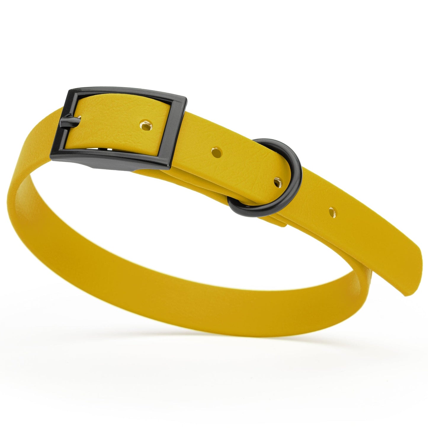 BioThane Waterproof Dog Collar - XS: L 9"-12" x W 1/2" - Black OR Brass Hardware