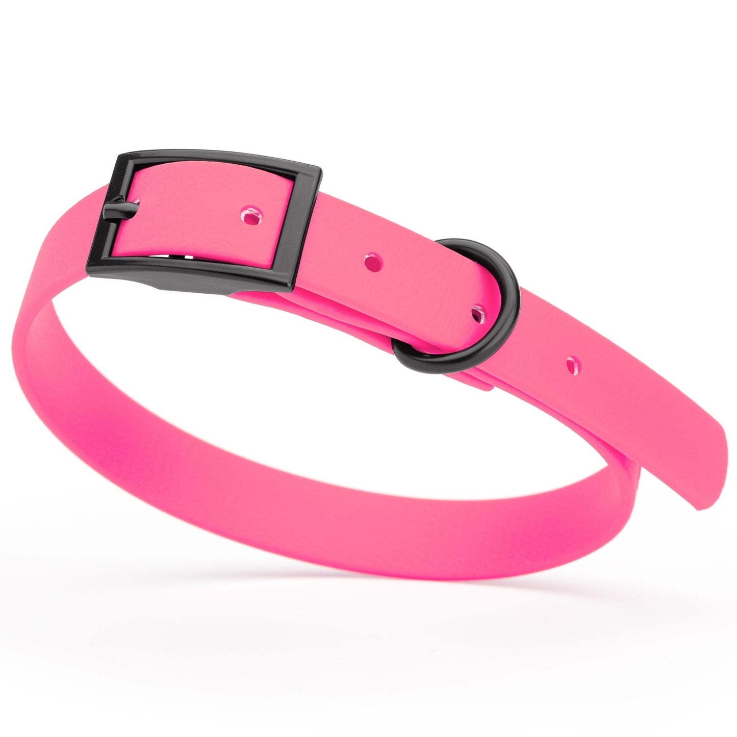 BioThane Waterproof Dog Collar - XS: L 12"-15" x W 5/8" - Black OR Brass Hardware