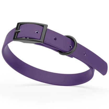 BioThane Waterproof Dog Collar - XS: L 9"-12" x W 1/2" - Black OR Brass Hardware
