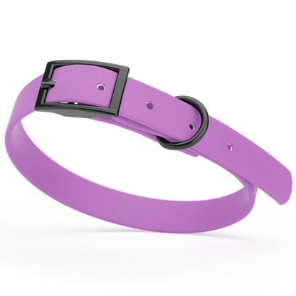 BioThane Waterproof Dog Collar - XS: L 9"-12" x W 1/2" - Black OR Brass Hardware