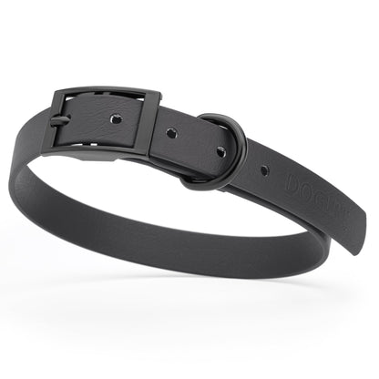 BioThane Waterproof Dog Collar - XS: L 9"-12" x W 1/2" - Black OR Brass Hardware