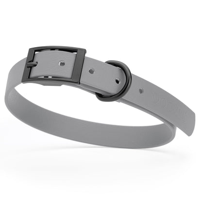 BioThane Waterproof Dog Collar - XS: L 12"-15" x W 5/8" - Black OR Brass Hardware