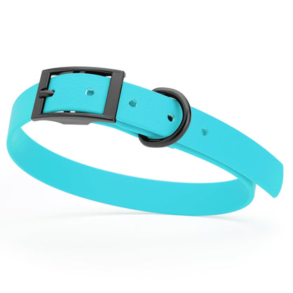 BioThane Waterproof Dog Collar - XS: L 12"-15" x W 5/8" - Black OR Brass Hardware