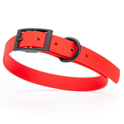 BioThane Waterproof Dog Collar - XS: L 12"-15" x W 5/8" - Black OR Brass Hardware