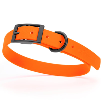 BioThane Waterproof Dog Collar - XS: L 12"-15" x W 5/8" - Black OR Brass Hardware