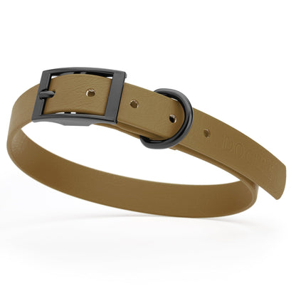 BioThane Waterproof Dog Collar - XS: L 12"-15" x W 5/8" - Black OR Brass Hardware