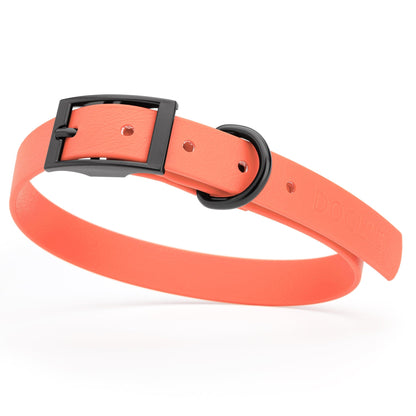 BioThane Waterproof Dog Collar - XS: L 12"-15" x W 5/8" - Black OR Brass Hardware