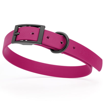 BioThane Waterproof Dog Collar - XS: L 12"-15" x W 5/8" - Black OR Brass Hardware