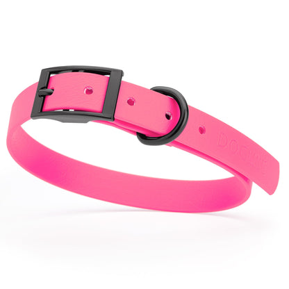 BioThane Waterproof Dog Collar - XS: L 12"-15" x W 5/8" - Black OR Brass Hardware