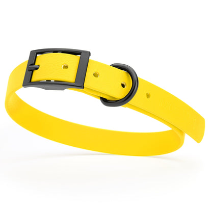 BioThane Waterproof Dog Collar - XS: L 9"-12" x W 1/2" - Black OR Brass Hardware
