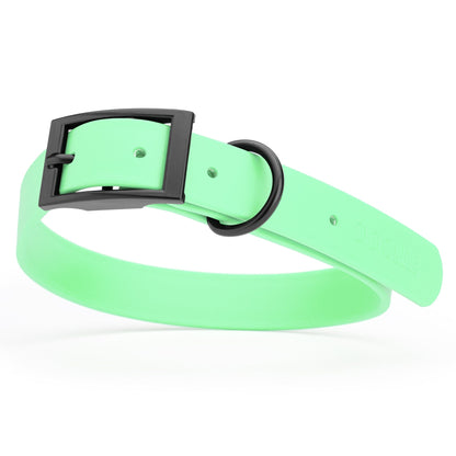 BioThane Waterproof Dog Collar - XS: L 9"-12" x W 1/2" - Black OR Brass Hardware