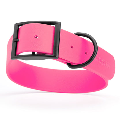 BioThane Waterproof Dog Collar - XS: L 12"-15" x W 5/8" - Black OR Brass Hardware