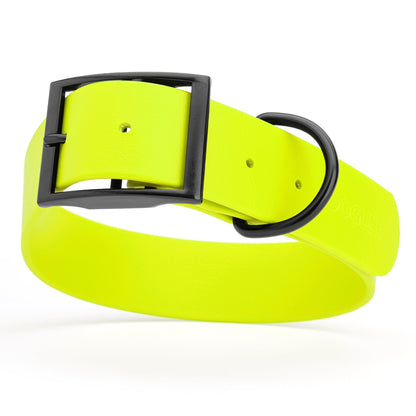 BioThane Waterproof Dog Collar - XS: L 12"-15" x W 5/8" - Black OR Brass Hardware