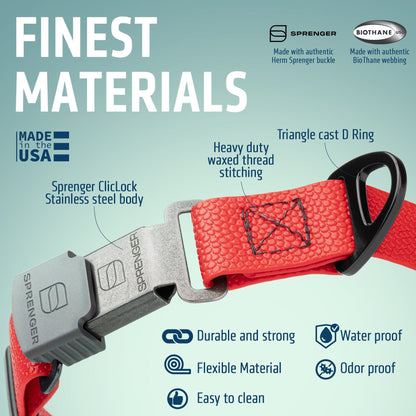 Dogline Pebble Emboss Biothane Dog Collar with Herm Sprenger Stainless Steel ClicLock Buckle