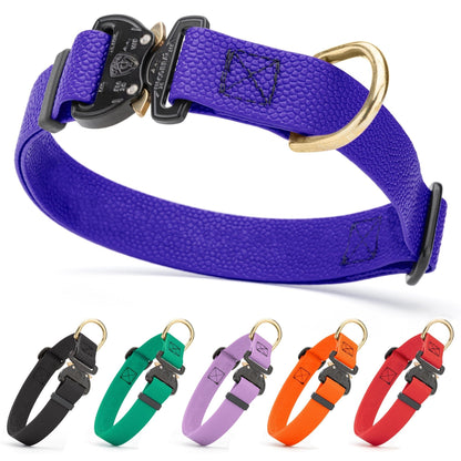 Dogline Pebble Emboss BioThane Dog Collar with Heavy Duty Cobra Buckle