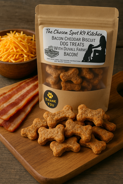 Bacon Cheddar Biscuit Organic Dog Treats with Duvall Farms Bacon 🥓