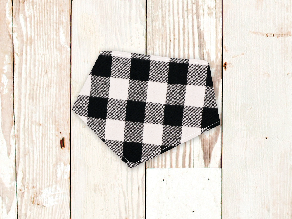 "Black Buffalo Plaid FLANNEL" Dog Bandana