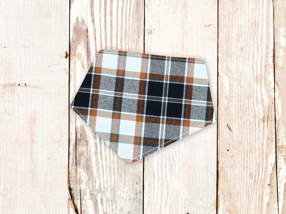 "Black/Rust Plaid FLANNEL" Dog Bandana