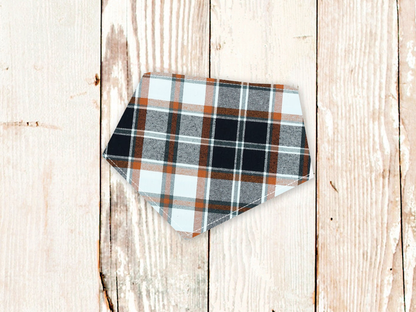 "Black/Rust Plaid FLANNEL" Dog Bandana