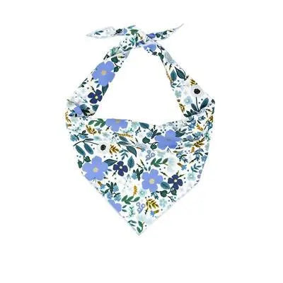 Blue & Gold Floral Dog Bandana.