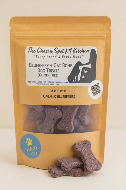 Blueberry + Oat Bones 🫐 Gluten-Free Handmade Organic Dog Treats