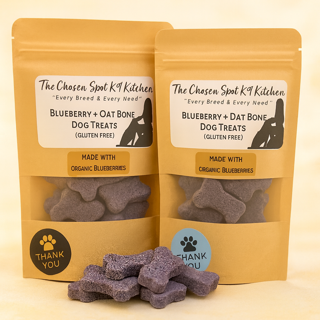 Blueberry + Oat Bones 🫐 Gluten-Free Handmade Organic Dog Treats
