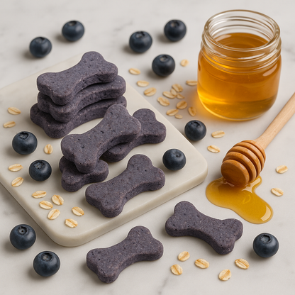 Blueberry + Oat Bones 🫐 Gluten-Free Handmade Organic Dog Treats