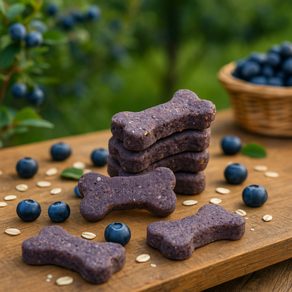 Blueberry + Oat Bones 🫐 Gluten-Free Handmade Organic Dog Treats