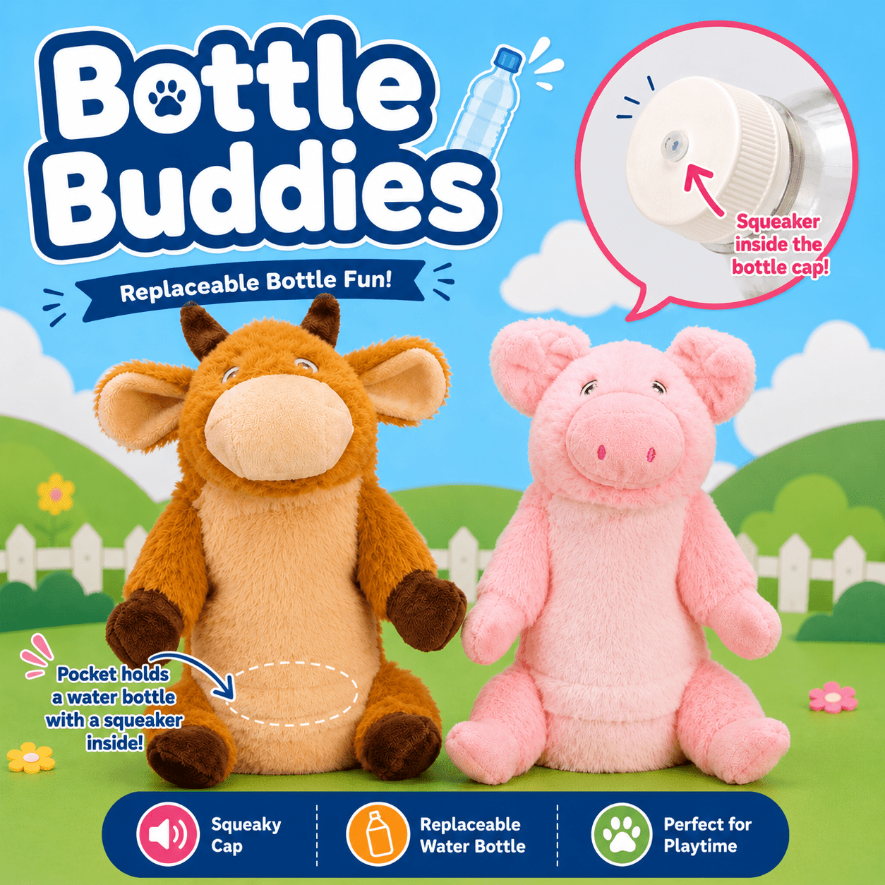 Bottle Buddy Dog Toys - 10"