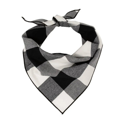 Buffalo Plaid Flannel, Black & White Dog Bandana.