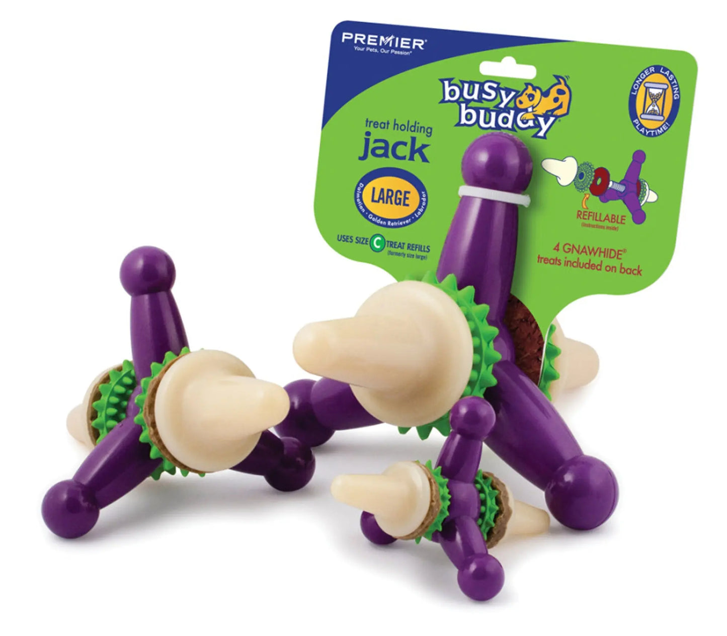 Busy Buddy Jack Dog Toy Purple/White 1ea/MD PetSafe