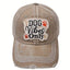Solid Color Adjustable Baseball Cap DOG VIBES Only Slogan Patch Hat Washed Distressed