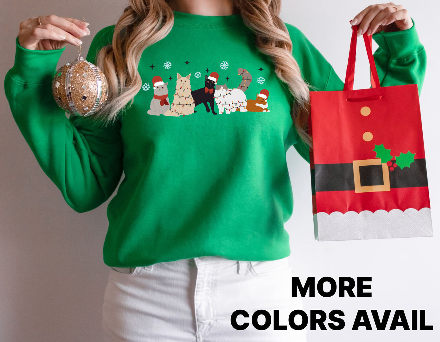 Holiday Merry Christmas Cats Crewneck Sweatshirt