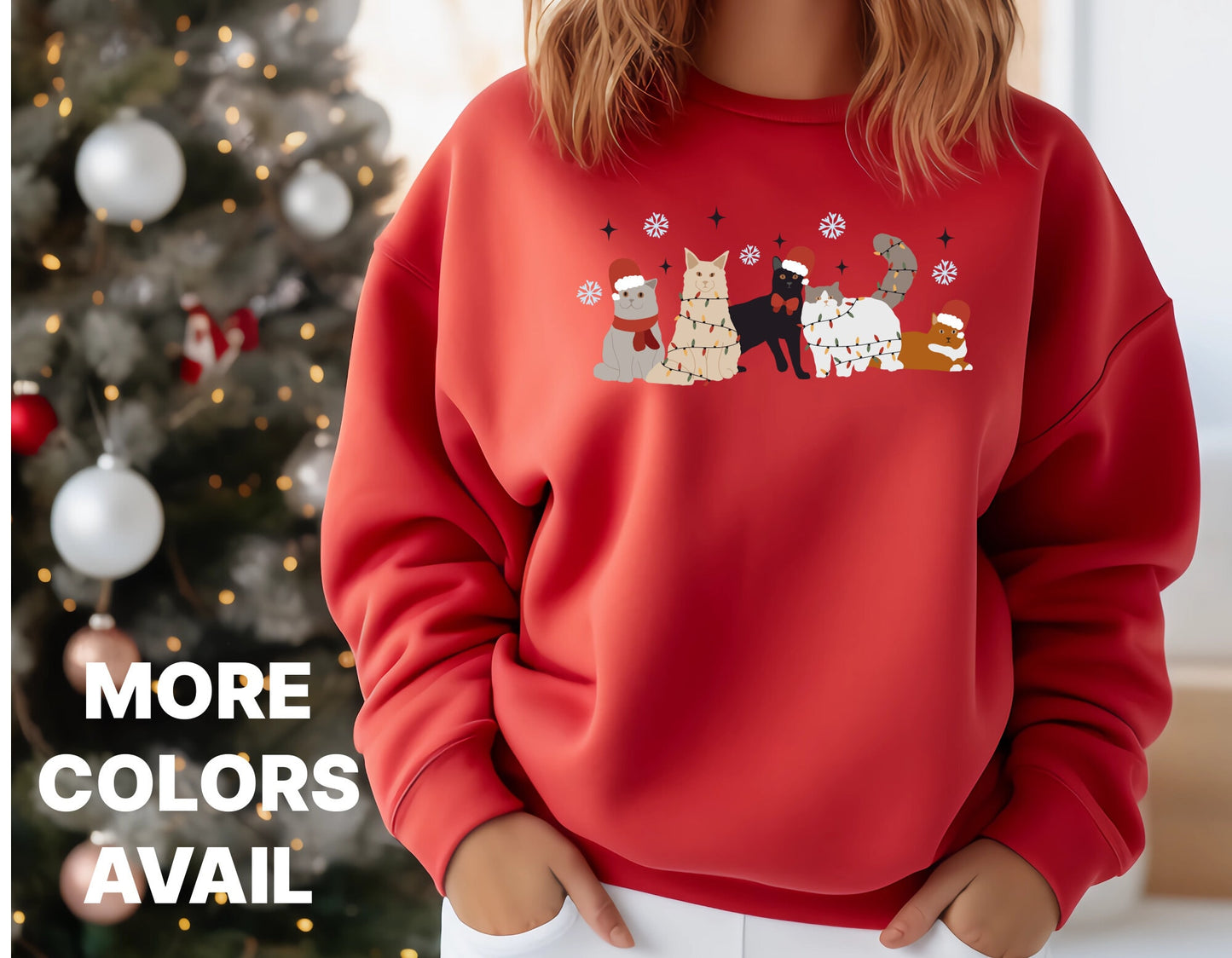 Holiday Merry Christmas Cats Crewneck Sweatshirt