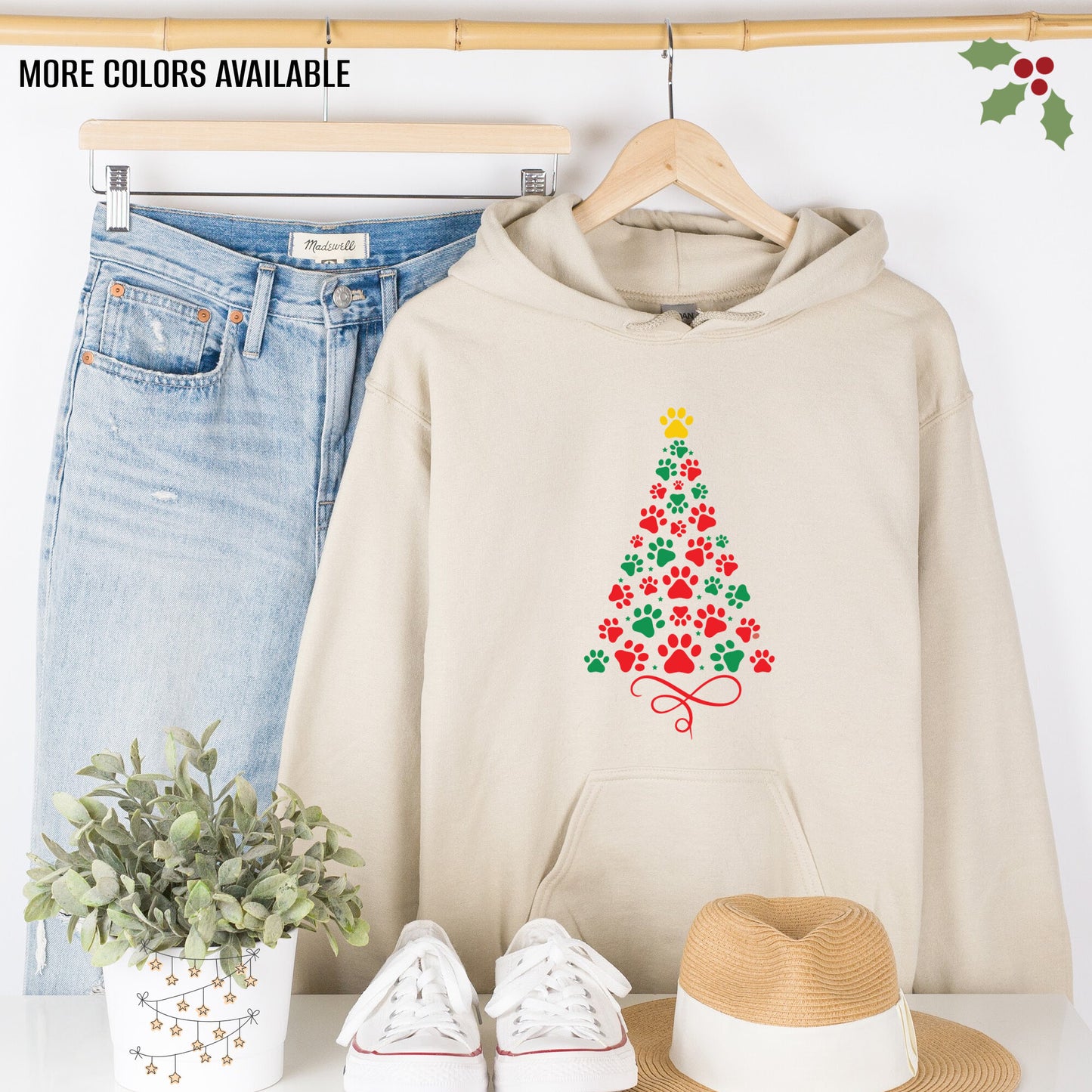 Dog Paws Christmas Tree Unisex Hoodie - Bark & Beyond