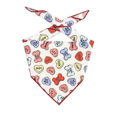 Conversation Hearts and Bones Valentine Dog Bandana Hunter K9