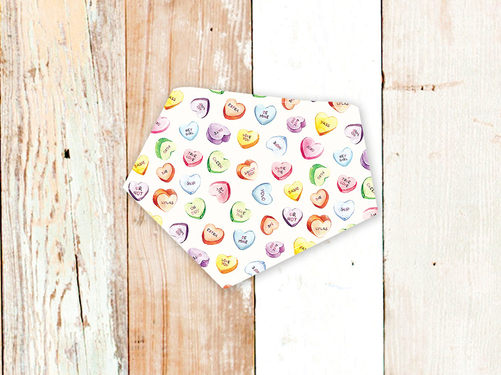 "Conversation Hearts on White" Dog Bandana