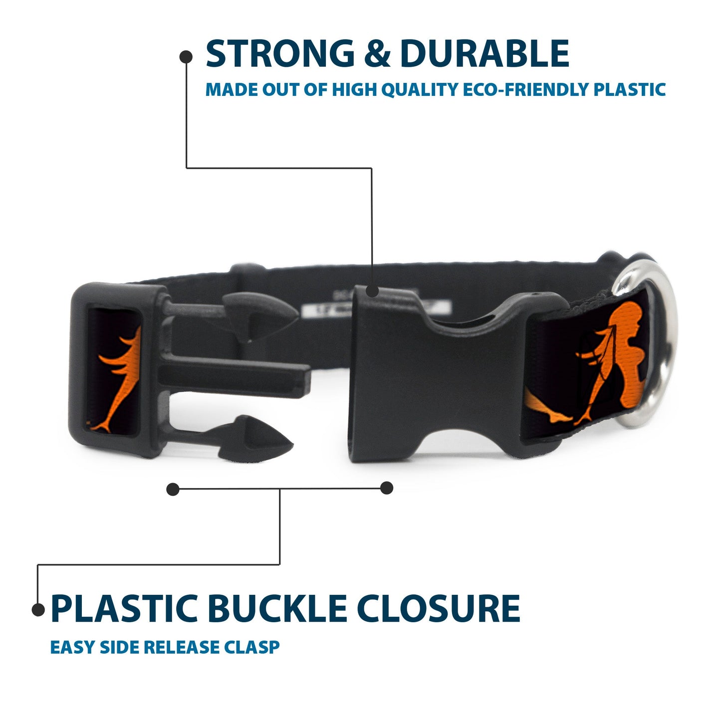 Plastic Clip Collar - Mud Flap Girl Repeat Black/Orange Fade