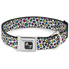 Dog Bone Seatbelt Buckle Collar - Leopard White/Multi Color