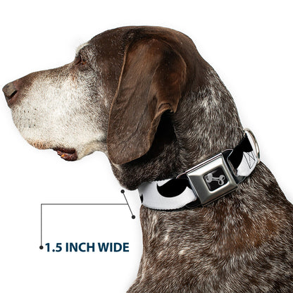 Dog Bone Seatbelt Buckle Collar - Mustaches White/Black