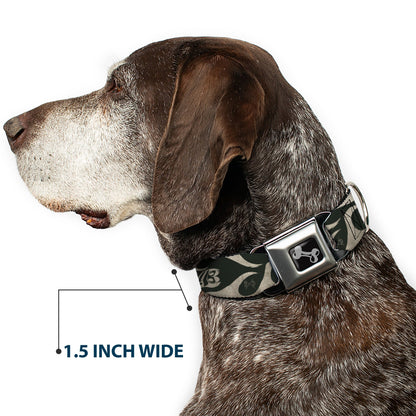 Dog Bone Seatbelt Buckle Collar - BD AUTHENTIC SEATBELT BELT SINCE 1993 Flames Olive/Tan