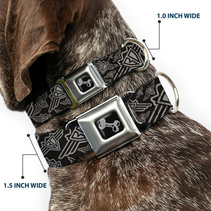 Dog Bone Seatbelt Buckle Collar - BD Logo Scattered Black/Gray