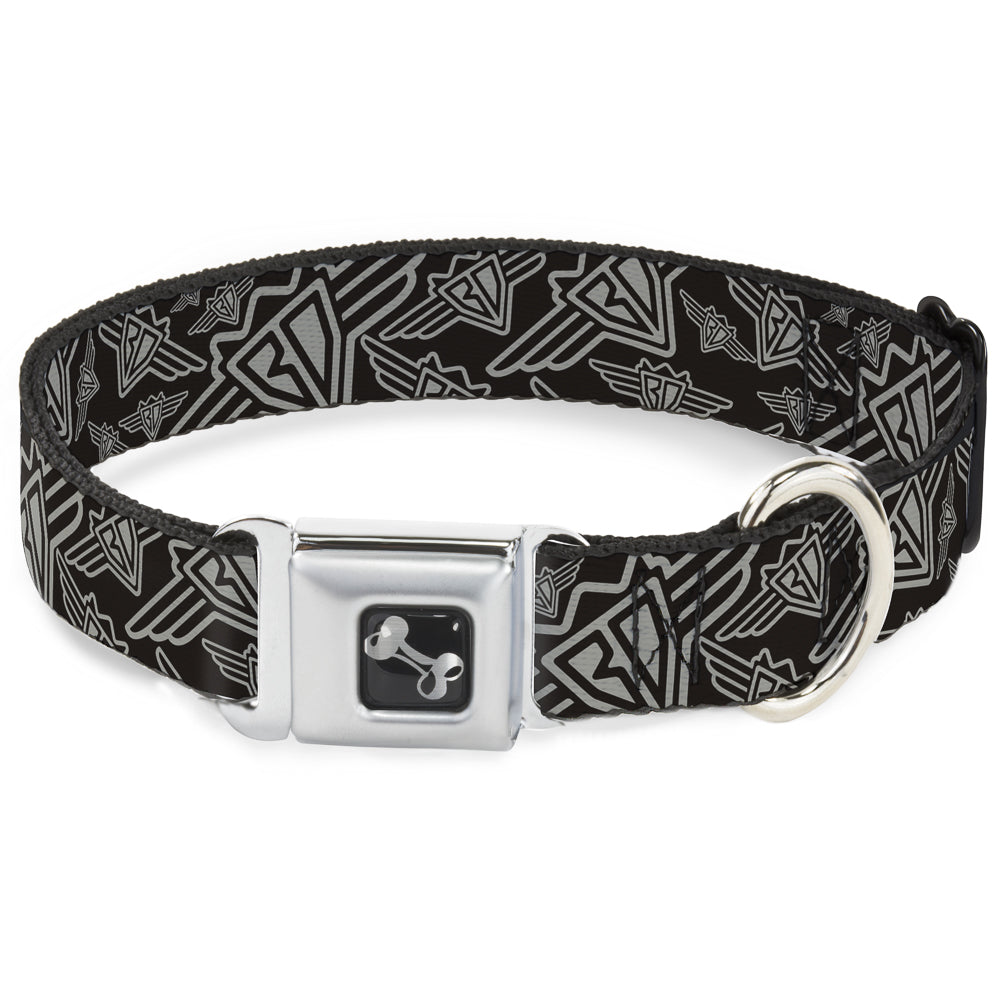 Dog Bone Seatbelt Buckle Collar - BD Logo Scattered Black/Gray