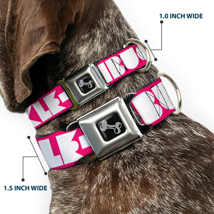 Dog Bone Seatbelt Buckle Collar - BUCKLE-DOWN Shapes Hot Pink/White