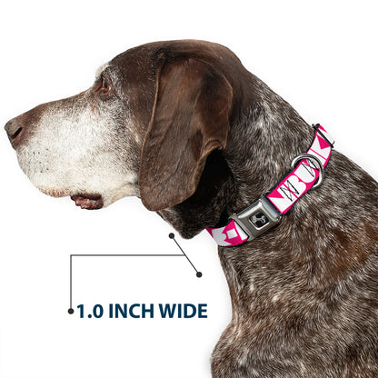 Dog Bone Seatbelt Buckle Collar - BUCKLE-DOWN Shapes Hot Pink/White
