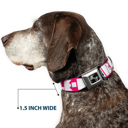 Dog Bone Seatbelt Buckle Collar - BUCKLE-DOWN Shapes Hot Pink/White